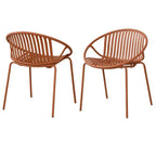 Set di 2 sedie da pranzo impilabili da giardino, seduta in PP traspirante e gambe in metallo, sedie moderne da esterno