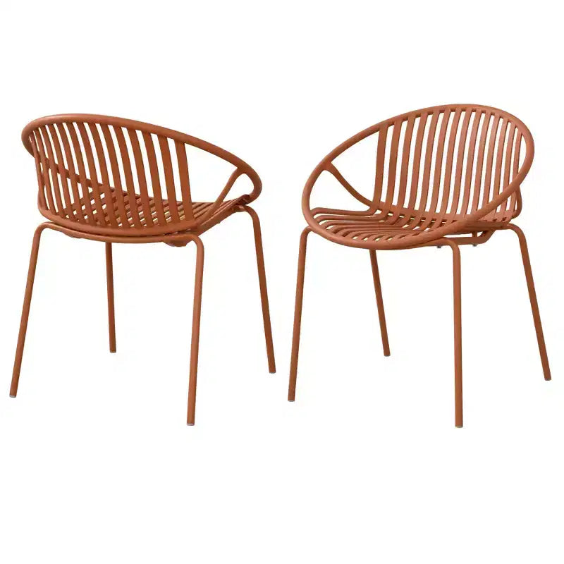 Set di 2 sedie da pranzo impilabili da giardino, seduta in PP traspirante e gambe in metallo, sedie moderne da esterno