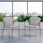 Set of 2 Outdoor Wicker Patio Dining Chairs, PE Rattan & Iron Frame, Waterproof Cushion, Gray