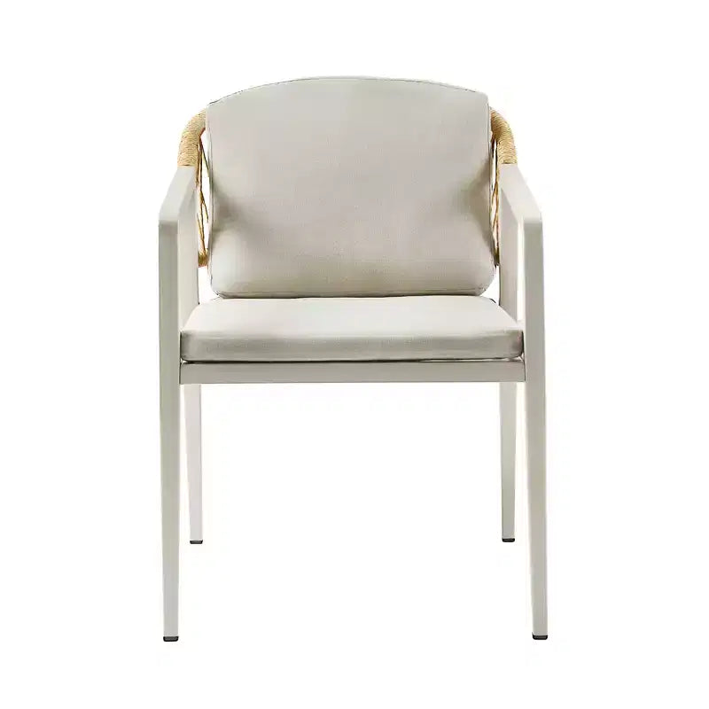 Set di 2 sedie da pranzo per esterni in vimini, rattan PE e struttura in ferro, cuscini impermeabili, grigio