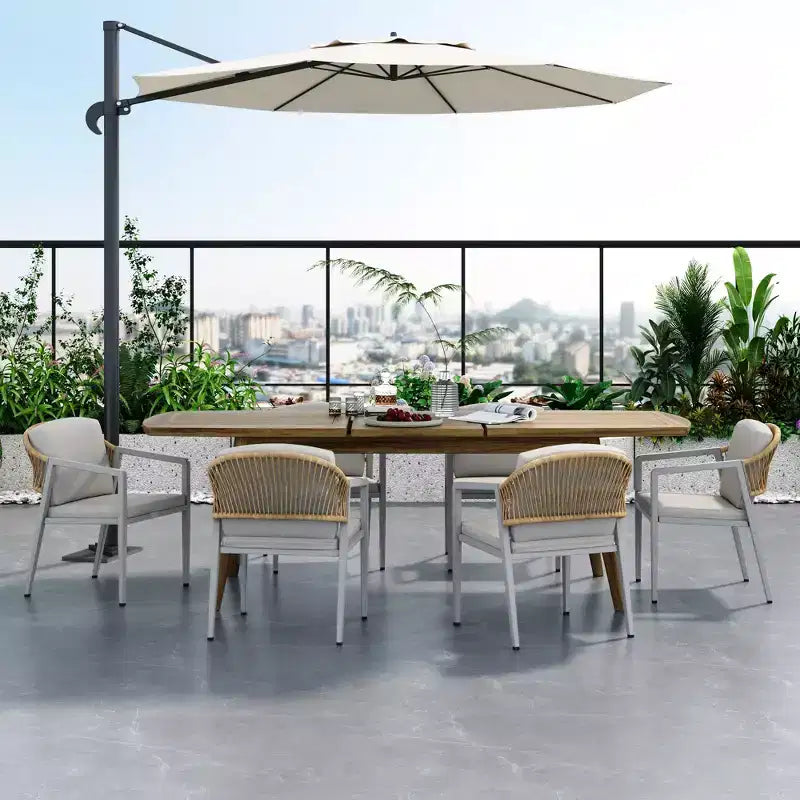 Set di 2 sedie da pranzo per esterni in vimini, rattan PE e struttura in ferro, cuscini impermeabili, grigio
