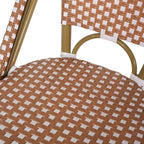 sumyeg Sgabelli da Bar da Esterno Stile Bistro Francese, Set da 2, in Rattan PE con Telaio in Alluminio, Finitura Effetto Bambù, Rosso Ruggine e Bianco