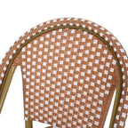 sumyeg Sgabelli da Bar da Esterno Stile Bistro Francese, Set da 2, in Rattan PE con Telaio in Alluminio, Finitura Effetto Bambù, Rosso Ruggine e Bianco