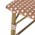 sumyeg Sgabelli da Bar da Esterno Stile Bistro Francese, Set da 2, in Rattan PE con Telaio in Alluminio, Finitura Effetto Bambù, Rosso Ruggine e Bianco