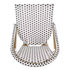 sumyeg Set di 2 sgabelli da bar da esterno 29,5 in stile bistrot francese, in PE rattan intrecciato con telaio in alluminio, finitura effetto bambù, bianco e nero