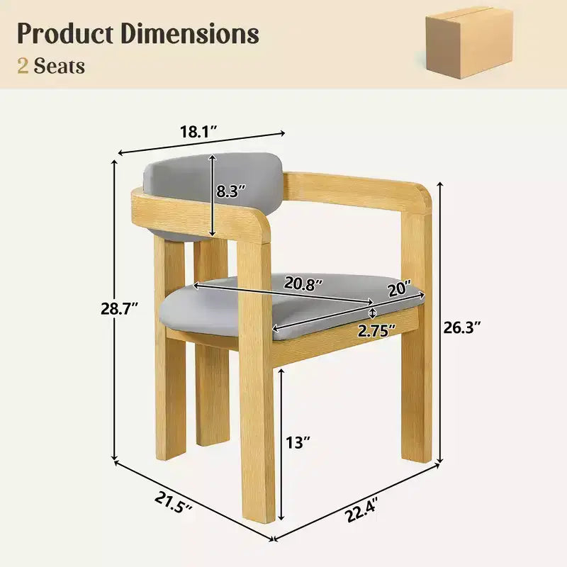 ModernLuxe, set di 2 sedie da pranzo per esterni, in legno di acacia, poltrone da patio con cuscini resistenti alle intemperie per giardino/cortile