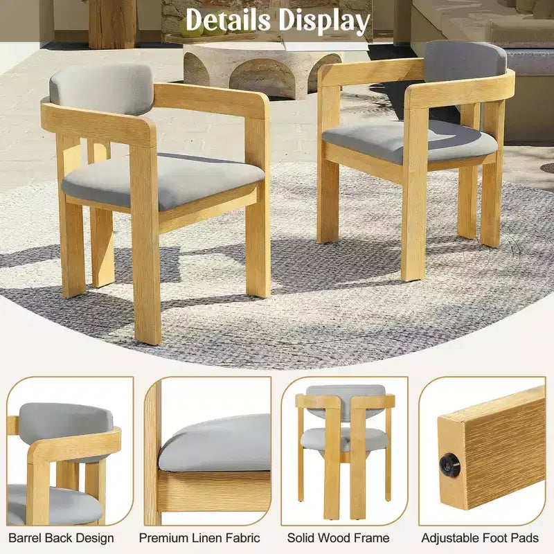 ModernLuxe, set di 2 sedie da pranzo per esterni, in legno di acacia, poltrone da patio con cuscini resistenti alle intemperie per giardino/cortile