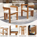 ModernLuxe, set di 2 sedie da pranzo per esterni, in legno di acacia, poltrone da patio con cuscini resistenti alle intemperie per giardino/cortile
