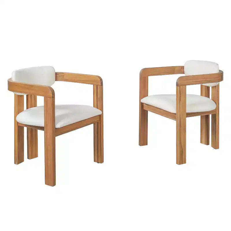 ModernLuxe, set di 2 sedie da pranzo per esterni, in legno di acacia, poltrone da patio con cuscini resistenti alle intemperie per giardino/cortile