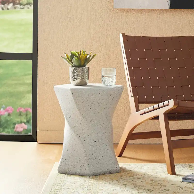 Glitzhome Sgabello da giardino in finto terrazzo stile Twist MGO 17,75H