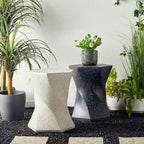 Glitzhome 17.75H MGO Twist-Style Faux Terrazzo Garden Stool