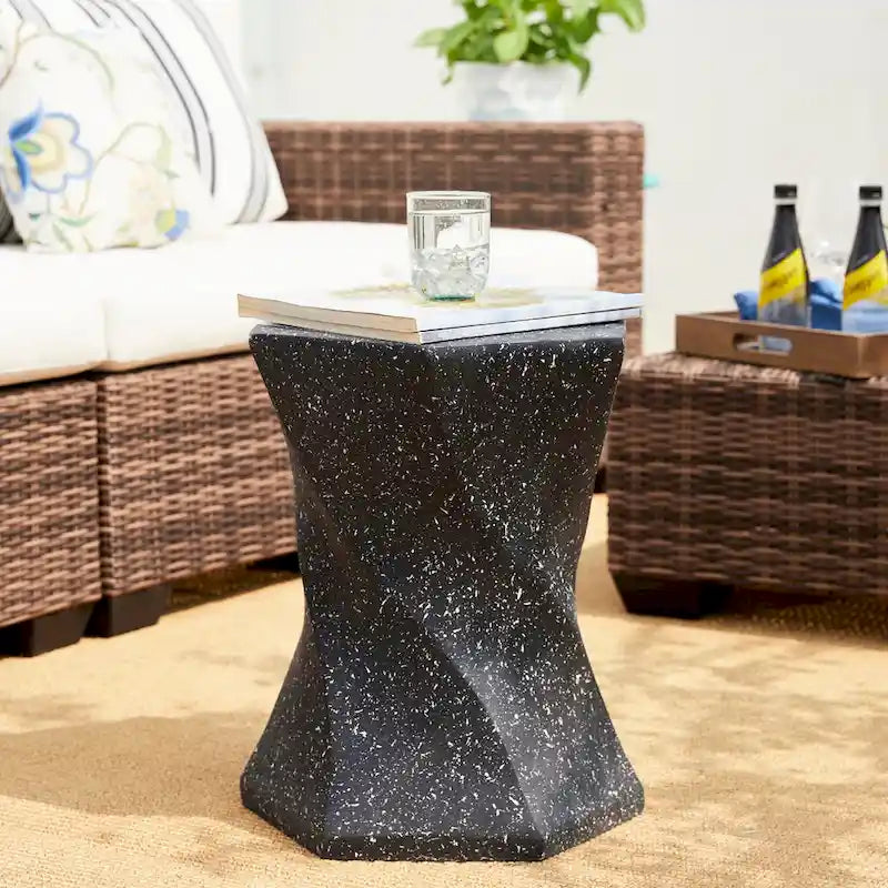 Glitzhome Sgabello da giardino in finto terrazzo stile Twist MGO 17,75H
