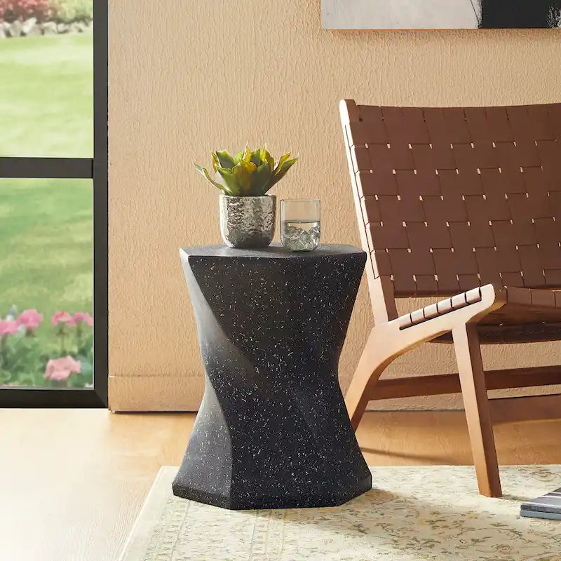 Glitzhome Sgabello da giardino in finto terrazzo stile Twist MGO 17,75H