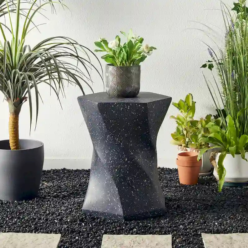 Glitzhome Sgabello da giardino in finto terrazzo stile Twist MGO 17,75H