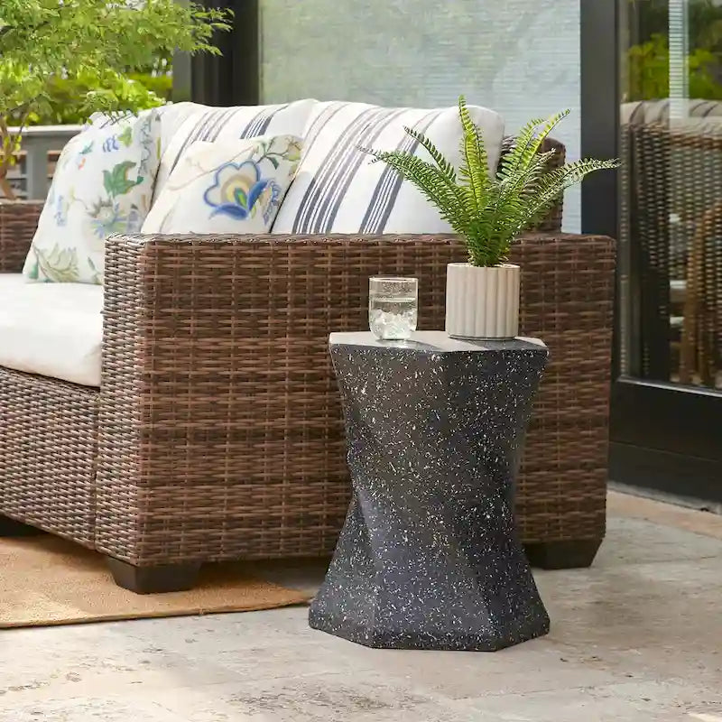 Glitzhome Sgabello da giardino in finto terrazzo stile Twist MGO 17,75H