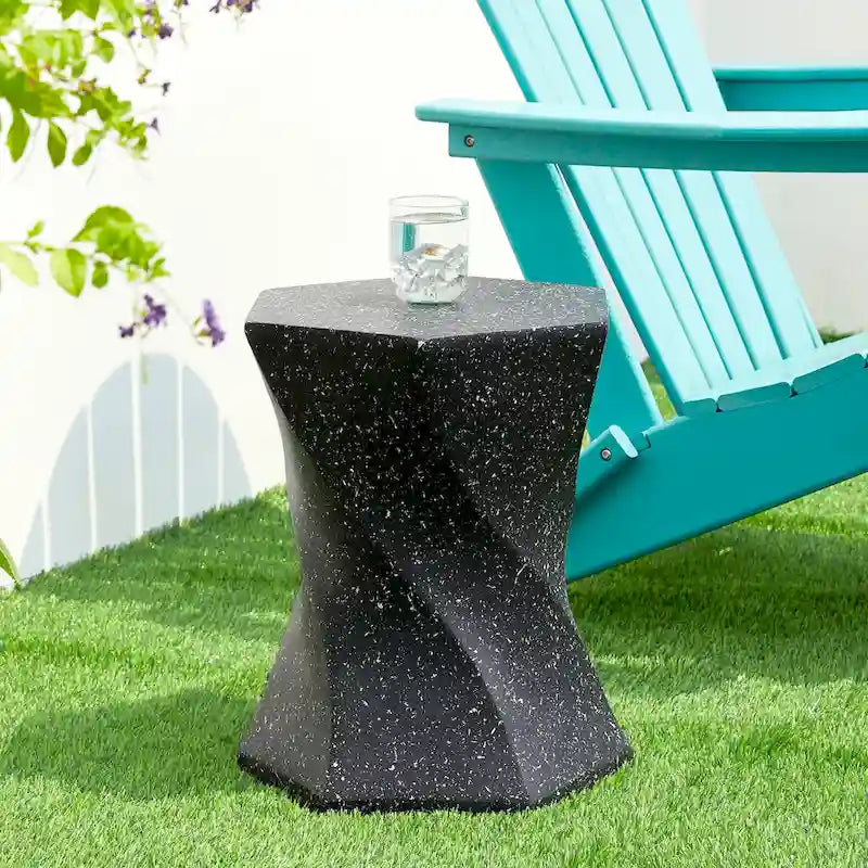 Glitzhome Sgabello da giardino in finto terrazzo stile Twist MGO 17,75H