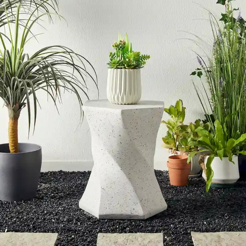Glitzhome Sgabello da giardino in finto terrazzo stile Twist MGO 17,75H