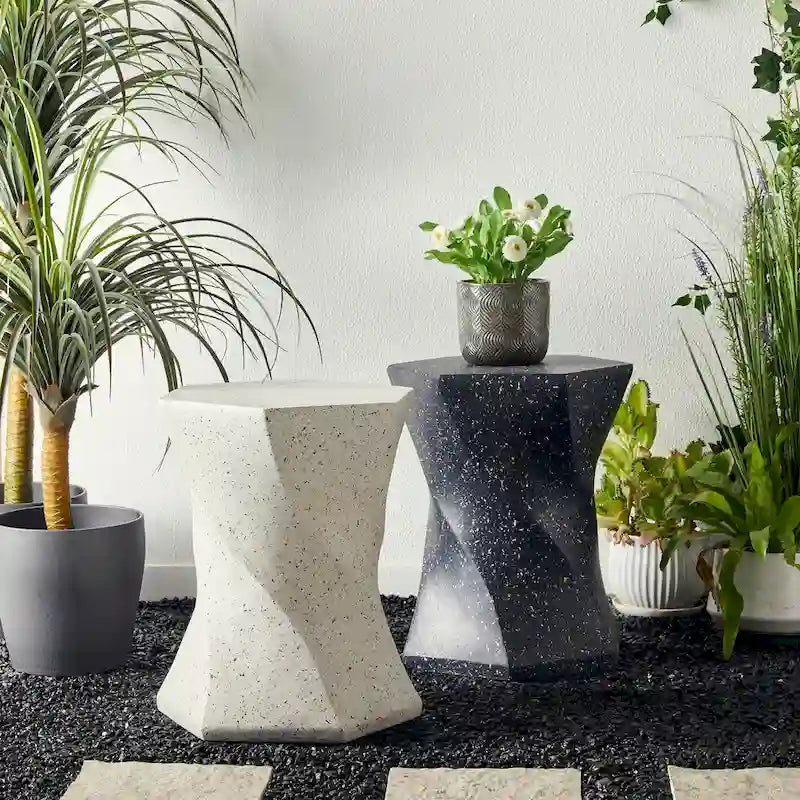 Glitzhome Sgabello da giardino in finto terrazzo stile Twist MGO 17,75H
