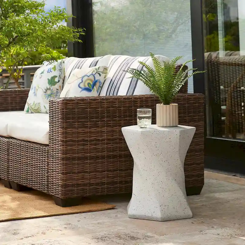 Glitzhome Sgabello da giardino in finto terrazzo stile Twist MGO 17,75H