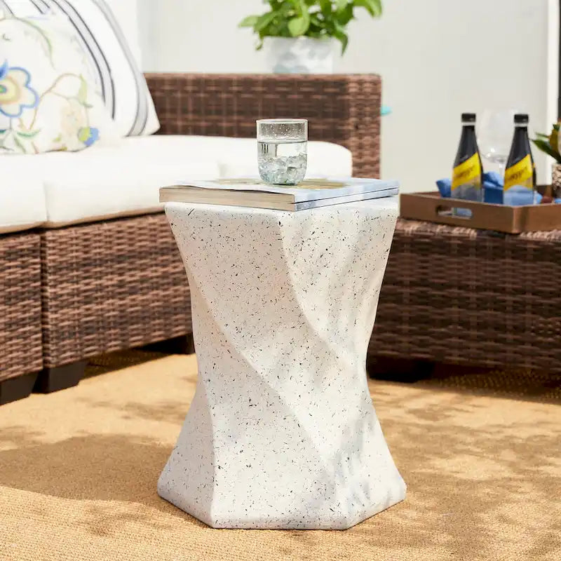 Glitzhome Sgabello da giardino in finto terrazzo stile Twist MGO 17,75H
