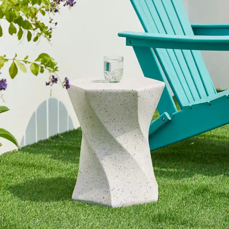 Glitzhome Sgabello da giardino in finto terrazzo stile Twist MGO 17,75H