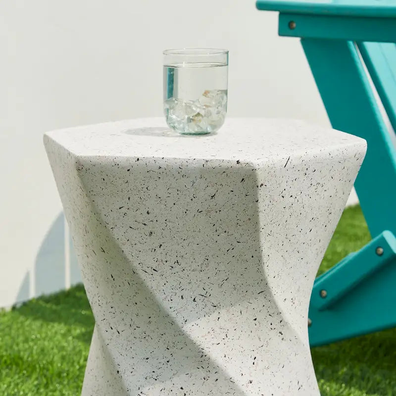 Glitzhome Sgabello da giardino in finto terrazzo stile Twist MGO 17,75H