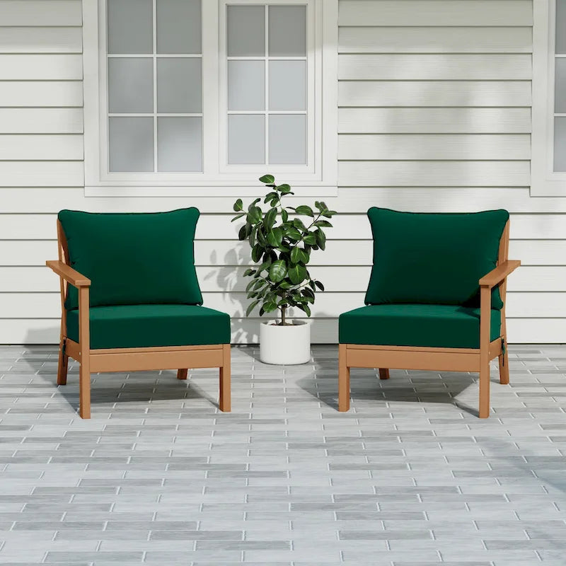 Polytrends Birchwood Divanetto da esterni per patio a due posti in HDPE, per tutte le stagioni, con seduta profonda e effetto teak (2 pezzi)