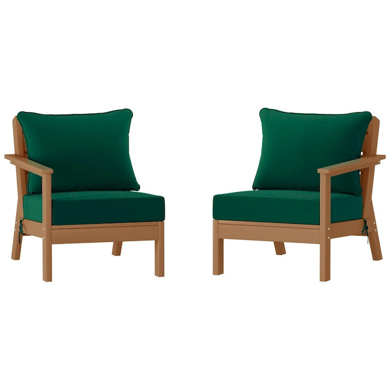 Polytrends Birchwood Divanetto da esterni per patio a due posti in HDPE, per tutte le stagioni, con seduta profonda e effetto teak (2 pezzi)