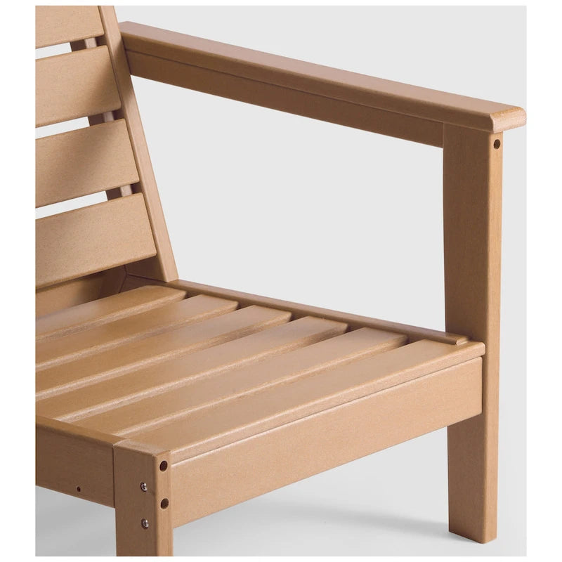 Polytrends Birchwood Divanetto da esterni per patio a due posti in HDPE, per tutte le stagioni, con seduta profonda e effetto teak (2 pezzi)