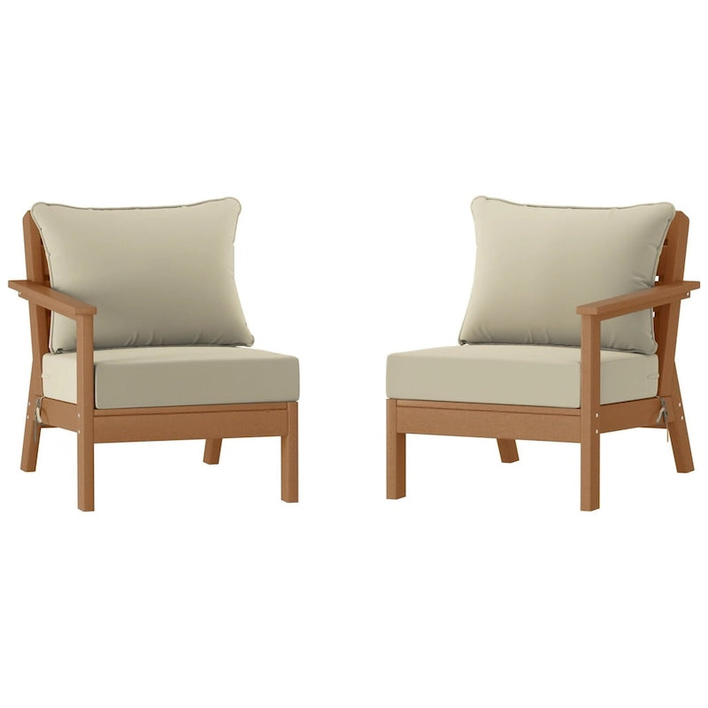 Polytrends Birchwood Divanetto da esterni per patio a due posti in HDPE, per tutte le stagioni, con seduta profonda e effetto teak (2 pezzi)