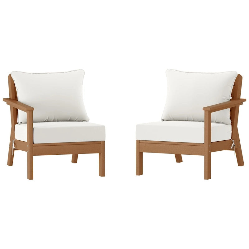 Polytrends Birchwood Divanetto da esterni per patio a due posti in HDPE, per tutte le stagioni, con seduta profonda e effetto teak (2 pezzi)