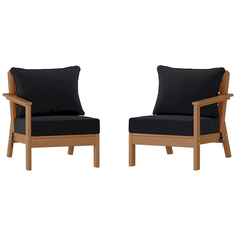 Polytrends Birchwood Divanetto da esterni per patio a due posti in HDPE, per tutte le stagioni, con seduta profonda e effetto teak (2 pezzi)