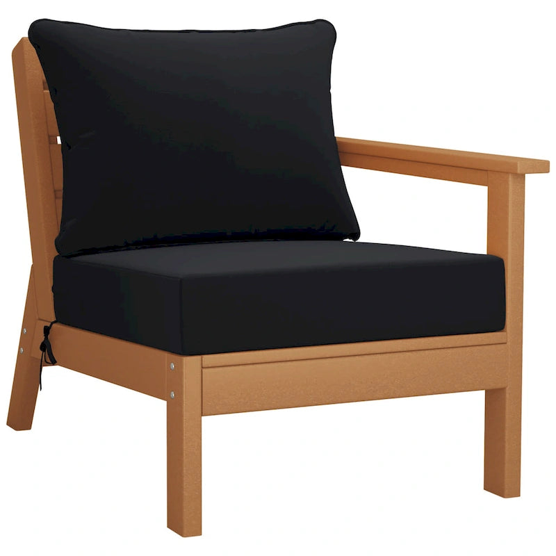 Polytrends Birchwood Divanetto da esterni per patio a due posti in HDPE, per tutte le stagioni, con seduta profonda e effetto teak (2 pezzi)