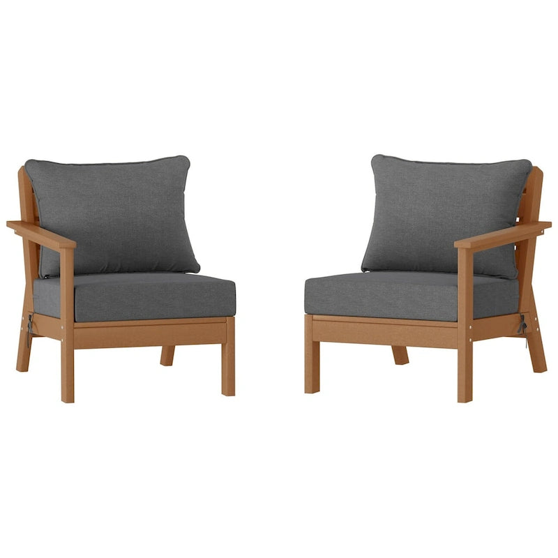 Polytrends Birchwood Divanetto da esterni per patio a due posti in HDPE, per tutte le stagioni, con seduta profonda e effetto teak (2 pezzi)