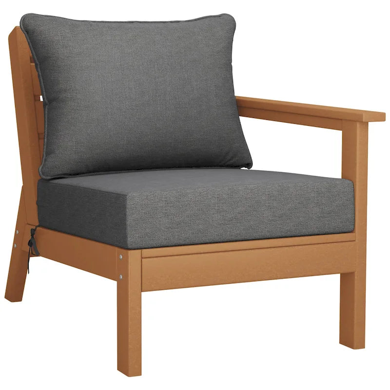 Polytrends Birchwood Divanetto da esterni per patio a due posti in HDPE, per tutte le stagioni, con seduta profonda e effetto teak (2 pezzi)