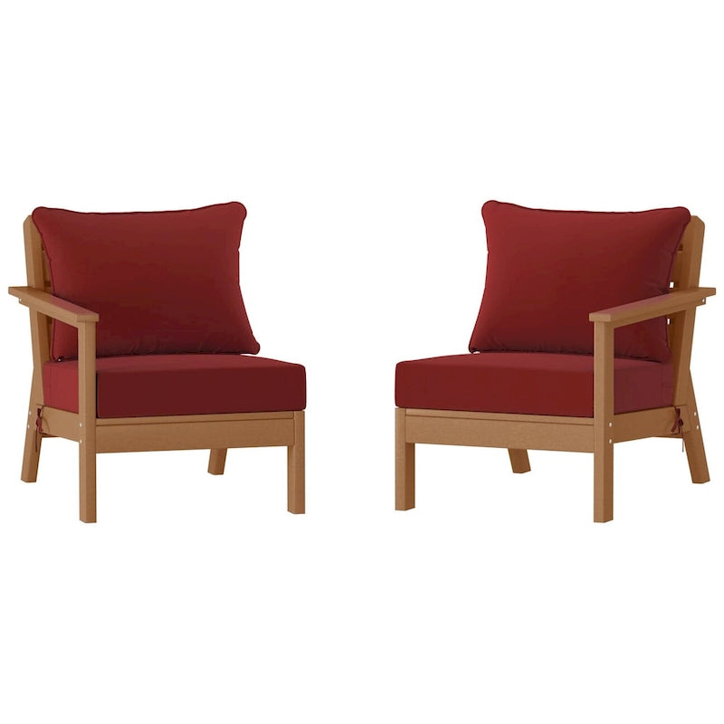 Polytrends Birchwood Divanetto da esterni per patio a due posti in HDPE, per tutte le stagioni, con seduta profonda e effetto teak (2 pezzi)
