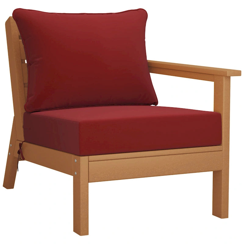 Polytrends Birchwood Divanetto da esterni per patio a due posti in HDPE, per tutte le stagioni, con seduta profonda e effetto teak (2 pezzi)