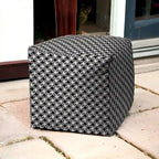HomeRoots 17 Black And White Cube Geometric Indoor Outdoor Pouf Cover - 17' X '17' X '1
