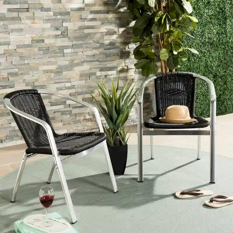 SAFAVIEH Wrangell Indoor-Outdoor White Stacking Armchair (Set of 2) - 22W x 23D x 28H