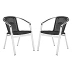 SAFAVIEH Wrangell Sedia impilabile con braccioli per interni ed esterni bianca (set da 2) - 22 larg. x 23 prof. x 28 alt.