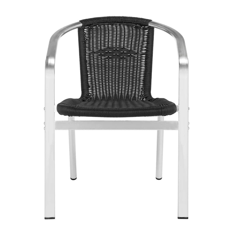 SAFAVIEH Wrangell Sedia impilabile con braccioli per interni ed esterni bianca (set da 2) - 22 larg. x 23 prof. x 28 alt.