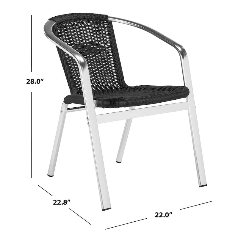 SAFAVIEH Wrangell Sedia impilabile con braccioli per interni ed esterni bianca (set da 2) - 22 larg. x 23 prof. x 28 alt.