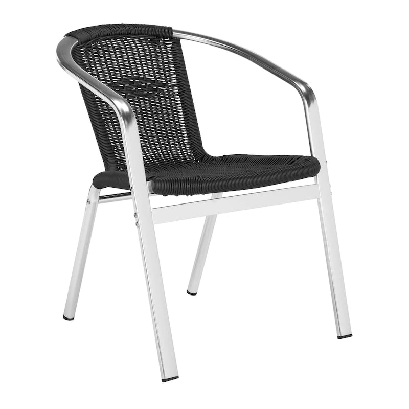 SAFAVIEH Wrangell Sedia impilabile con braccioli per interni ed esterni bianca (set da 2) - 22 larg. x 23 prof. x 28 alt.