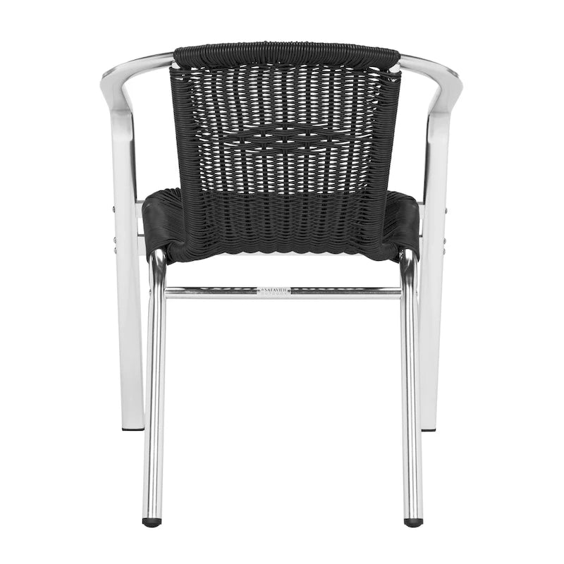 SAFAVIEH Wrangell Sedia impilabile con braccioli per interni ed esterni bianca (set da 2) - 22 larg. x 23 prof. x 28 alt.