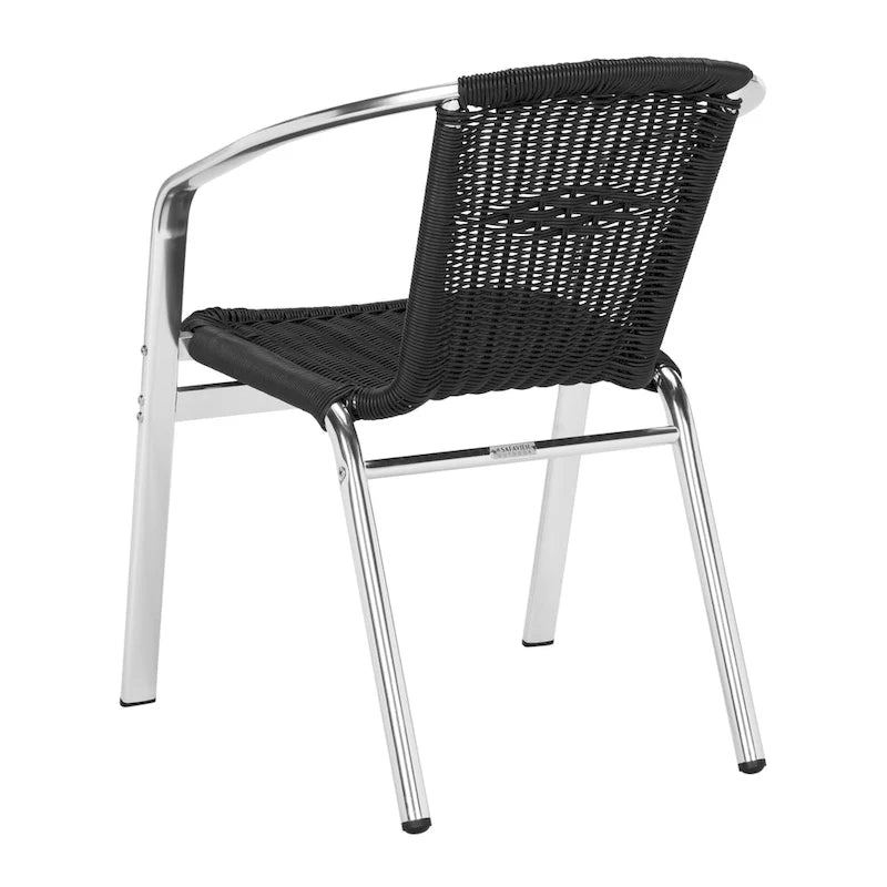SAFAVIEH Wrangell Sedia impilabile con braccioli per interni ed esterni bianca (set da 2) - 22 larg. x 23 prof. x 28 alt.
