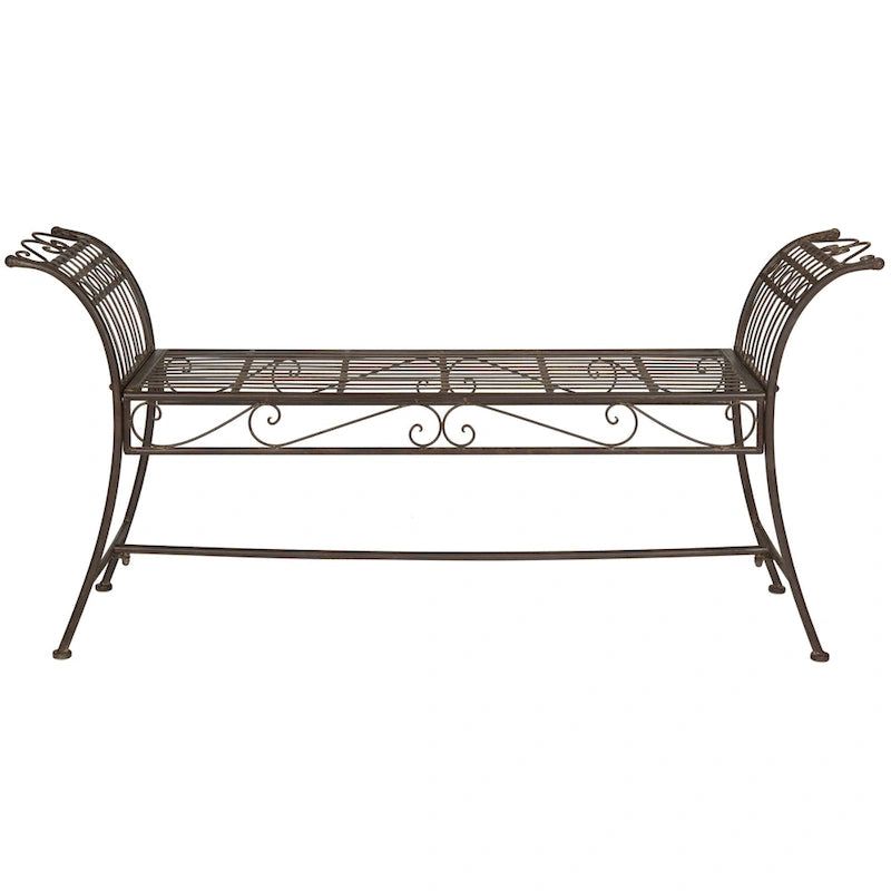 SAFAVIEH Outdoor Living Panca Hadley Rustica Marrone in Ferro - 56W x 16D x 27H