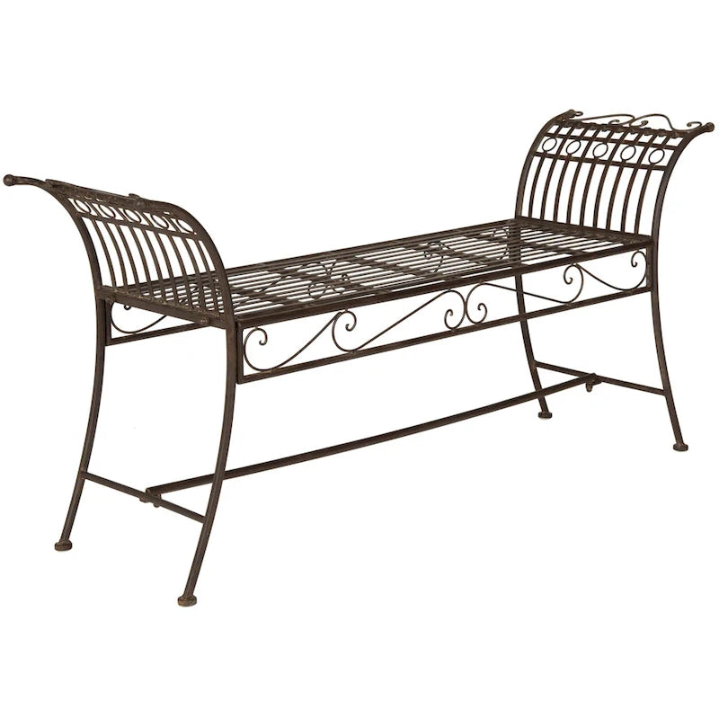 SAFAVIEH Outdoor Living Panca Hadley Rustica Marrone in Ferro - 56W x 16D x 27H