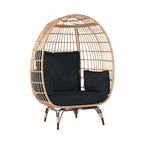 Grand fauteuil œuf d'extérieur en rotin PE avec 4 coussins épais