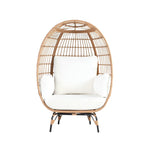 Grand fauteuil œuf d'extérieur en rotin PE avec 4 coussins épais