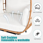 Grand fauteuil œuf d'extérieur en rotin PE avec 4 coussins épais